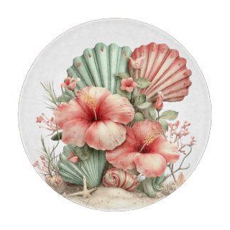 RODE & GROENE ZOMER HIBISCUS BLOEMEN SNIJPLANK