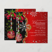 Rode groene zwarte sneeuwflake kerstfeestdag 2 kaart (Voorkant / Achterkant)