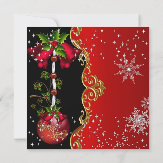 Rode groene zwarte sneeuwflake kerstfeestdag 2 kaart (Achterkant)