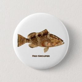 Rode Groepervis Ronde Button 5,7 Cm