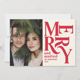 Rode  groet, gehuwd met chritsmas, fotobruiloft aankondiging