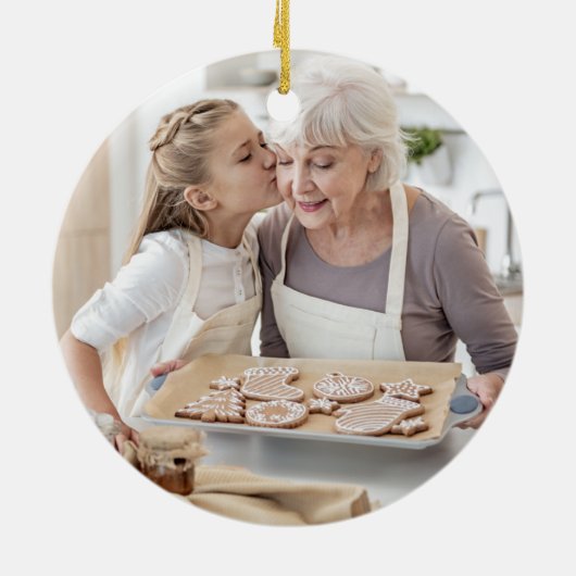 Rode Grootouder Kerstfoto Keramisch Ornament (Achterkant)