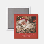 Rode Grootouders Eerste Kerstmis Baby Foto  Magneet (Voorkant / Achterkant)