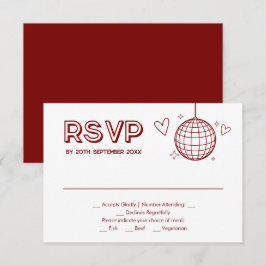 Rode Groovy Retro Wedding Maaltijdkeuze RSVP-kaart RSVP Kaartje