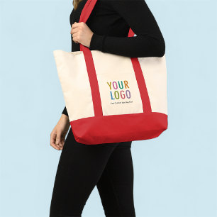 Rode grote boodschappentas met bedrijfslogo Katoen Tote Bag