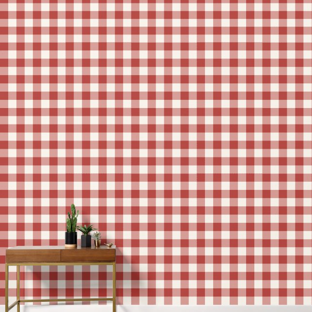 Rode grote geruite Gingham Behang (Hal)