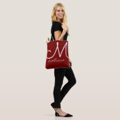 Rode grote tas met naam en initiaal (Op model)