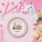 Rode Grote Top Circus Gelukkige Verjaardag Papieren Bordje (Feest)