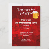 Rode grunge Abstracte verjaardag met Mok van bier Kaart (Voorkant)