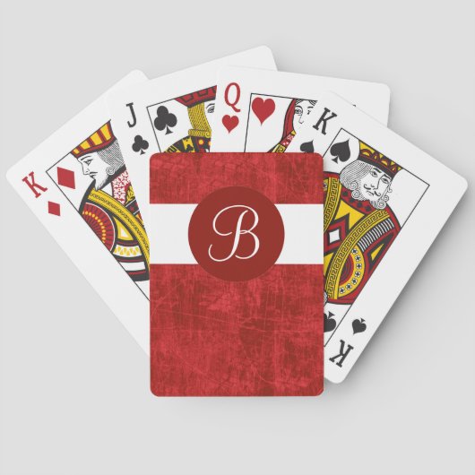 Rode grunge op maat gemaakte monogram speelkaarten (Achterkant)