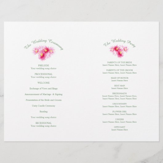 Rode gumnoot eucalyptus bloemen bruiloft programma (Achterkant)