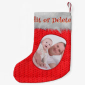 Rode haakprint Classic Merry Christmas Foto Kleine Kerstsok (Achterkant)