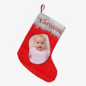 Rode haakprint Classic Merry Christmas Foto Kleine Kerstsok (Voorkant (Hangend))