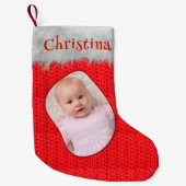 Rode haakprint Classic Merry Christmas Foto Kleine Kerstsok (Voorkant)