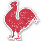  rode haan aangepaste kleur sticker (Voorkant)