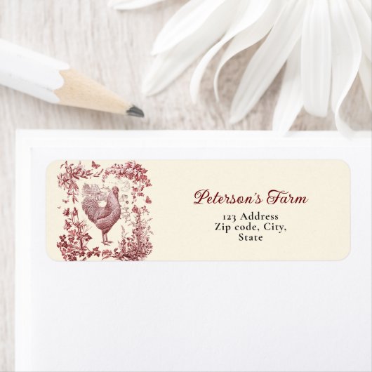  Rode Haan Familie Boerderij Etiket (Insitu)