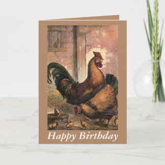 Rode Haan, Hen en Chicks Verjaardag Kaart