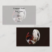 Rode haan met witte staartveren visitekaartje (Voorkant / Achterkant)