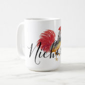 Rode Haan Monogram Koffiemok (Voorkant links)
