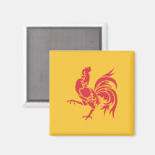 Rode Haan (Vlag van Wallonië) Magneet (Voorkant / Achterkant)