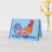 Rode Haan Waterverf Schilderen Mannen Verjaardag K Kaart (Gele Bloem)