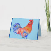 Rode Haan Waterverf Schilderen Mannen Verjaardag K Kaart (Achterkant)