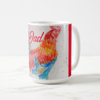 Rode Haan Waterverf Schilderen Vaderdag Papa Koffiemok