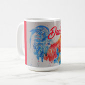 Rode Haan Waterverf Schilderen Vaderdag Papa Koffiemok (Voorkant links)