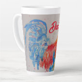 Rode Haan Waterverf Schilderen Vaderdag Papa Latte Mok (Linkerhoek)