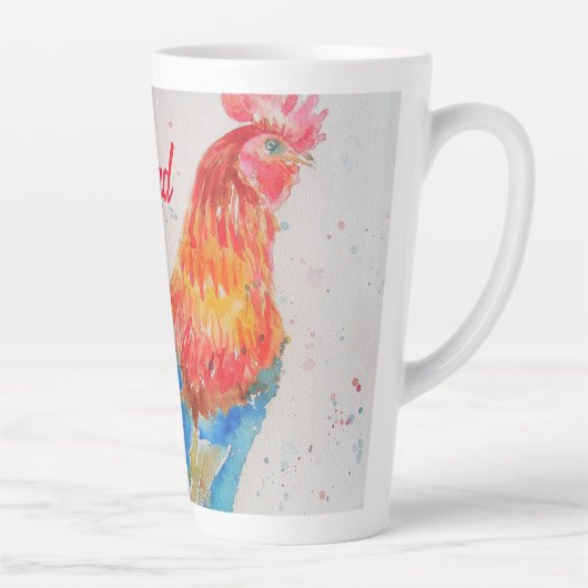 Rode Haan Waterverf Schilderen Vaderdag Papa Latte Mok (Rechts)