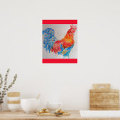 Rode Haan Waterverf Schilderen Vaderdag Papa Poster (Keuken)