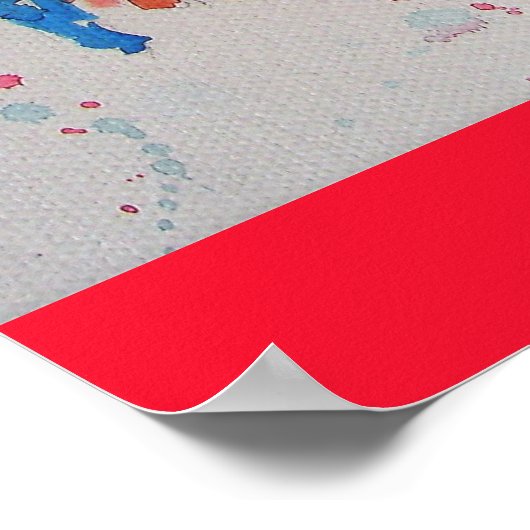 Rode Haan Waterverf Schilderen Vaderdag Papa Poster (Hoek)