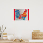 Rode Haan Waterverf Schilderen Vaderdag Papa Poster (Keuken)