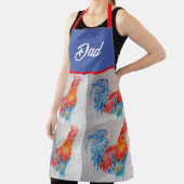 Rode Haan Waterverf Schilderen Vaderdag Papa Schort (Insitu)