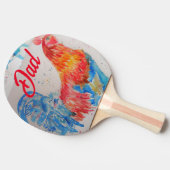 Rode Haan Waterverf Schilderen Vaderdag Papa Tafeltennisbatje (Zijkant)