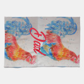 Rode Haan Waterverf Schilderen Vaderdag Papa Theedoek (Horizontaal)