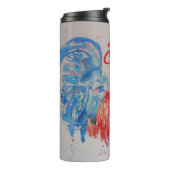 Rode Haan Waterverf Schilderen Vaderdag Papa Thermosbeker (Gedraaid links)