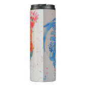 Rode Haan Waterverf Schilderen Vaderdag Papa Thermosbeker (Achterkant)