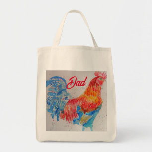 Rode Haan Waterverf Schilderen Vaderdag Papa Tote Bag