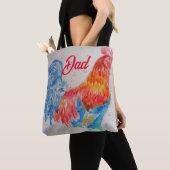 Rode Haan Waterverf Schilderen Vaderdag Papa Tote Bag (Dichtbij)