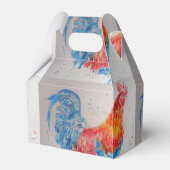 Rode Haan Waterverf Schilderij Art Chicken Bedankdoosjes (Achterkant)