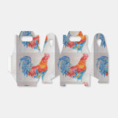 Rode Haan Waterverf Schilderij Art Chicken Bedankdoosjes (Uitgevouwen)