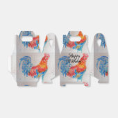 Rode Haan Waterverf schilderij Happy Birthday Bedankdoosjes (Uitgevouwen)