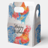 Rode Haan Waterverf schilderij Happy Birthday Bedankdoosjes (Geopend)