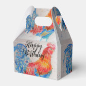 Rode Haan Waterverf schilderij Happy Birthday Bedankdoosjes (Voorkant Zijde)