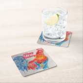 Rode Haan Waterverf Schilderij Kunst Verjaardag Kartonnen Onderzetters (Insitu)