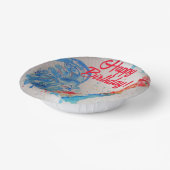 Rode Haan Waterverf Schilderij Kunst Verjaardag Papieren Kommen (Gebogen)