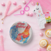 Rode Haan Waterverf Schilderij Kunst Verjaardag Papieren Kommen (Feest)