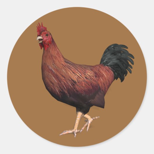 Rode Haantje Ronde Sticker (Voorkant)
