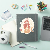 Rode haar boho vrouw bloemen Moersterren abstract Sticker (iPad Cover)